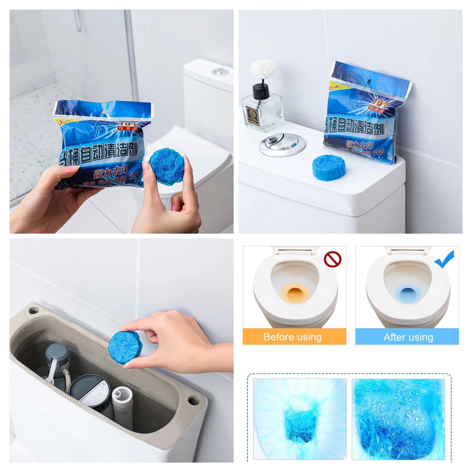 Automatic Blue Flush Toilet Cleaner Tablets