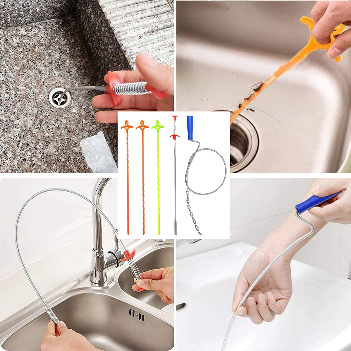 Silicone Drain Hair Catcher & Snake Tool